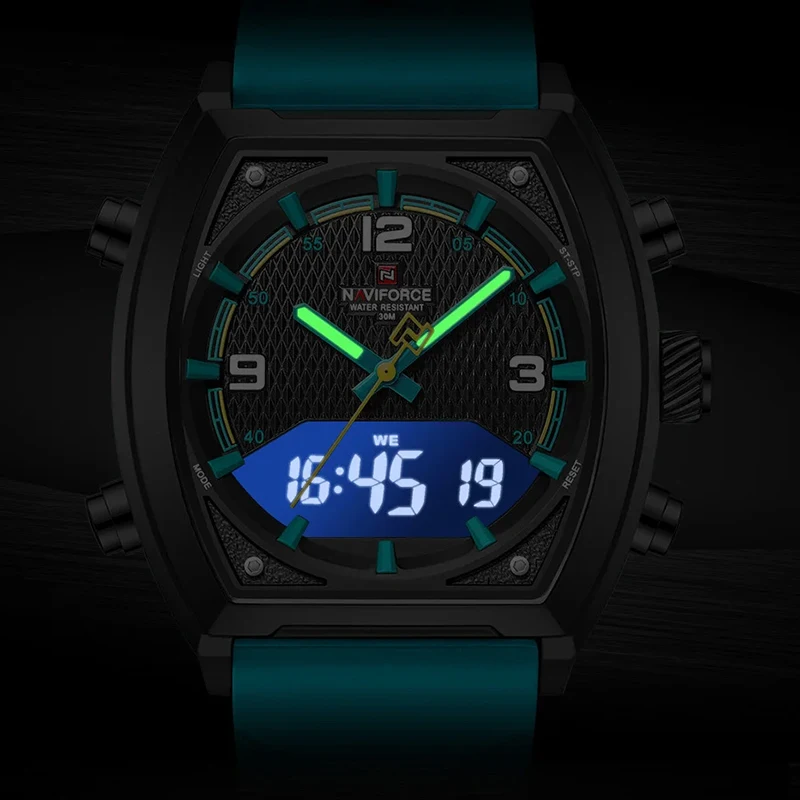 NAVIFORCE Men Sport Watches Luminous Dual Display Wristwatch Military Male Big Dial Leather Clock Waterproof Relogio Masculino