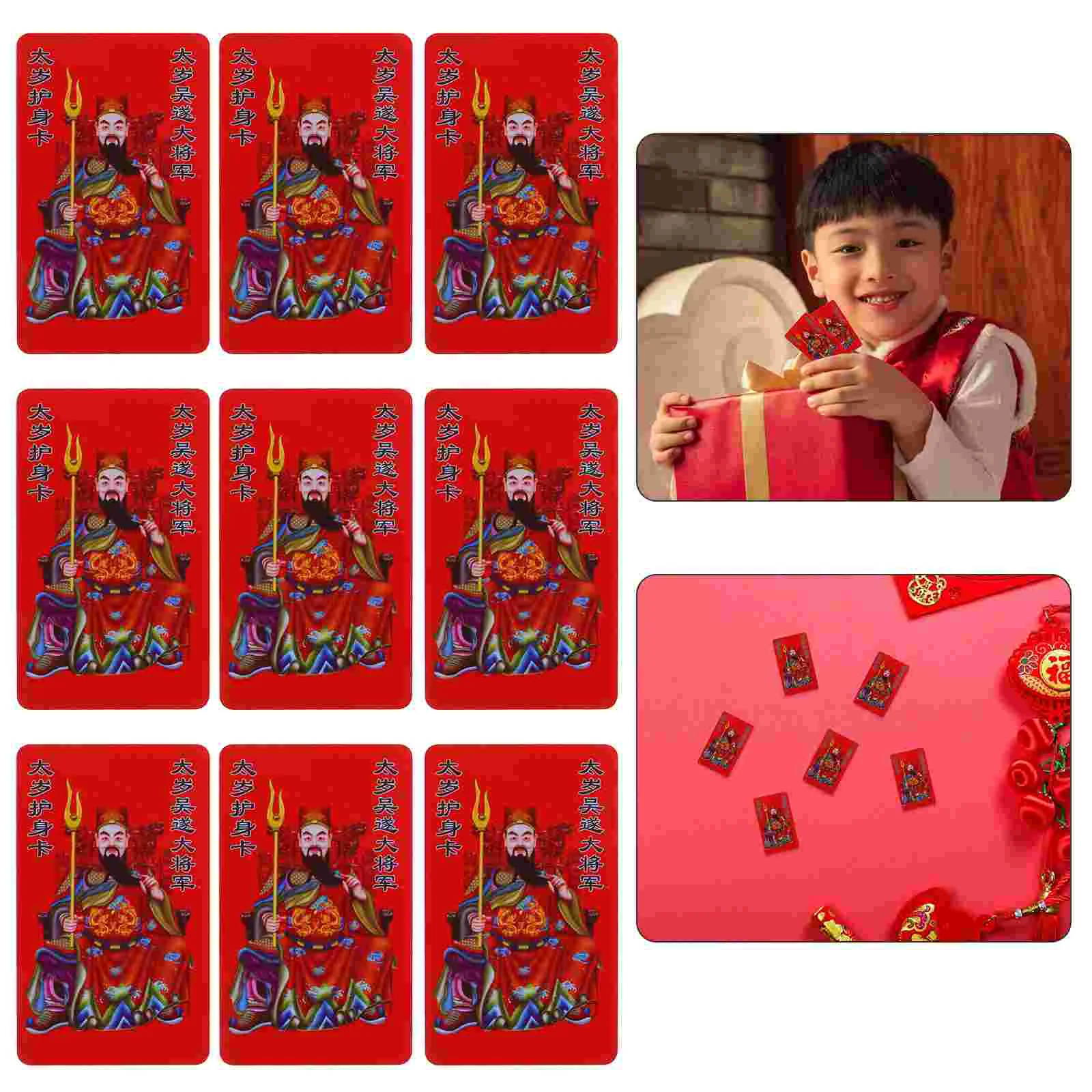 10 Pcs Year of Tai Sui and Snake Feng Shui Home Decor Wealth Protection Amulet Cards Amulets Big Auspicious Chinese New