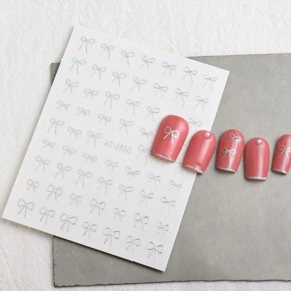 Pegatinas impermeables para decoración de uñas con lazo, brillo de larga duración, decoración artística de uñas, adhesivo deslizante, pegatina artística para uñas