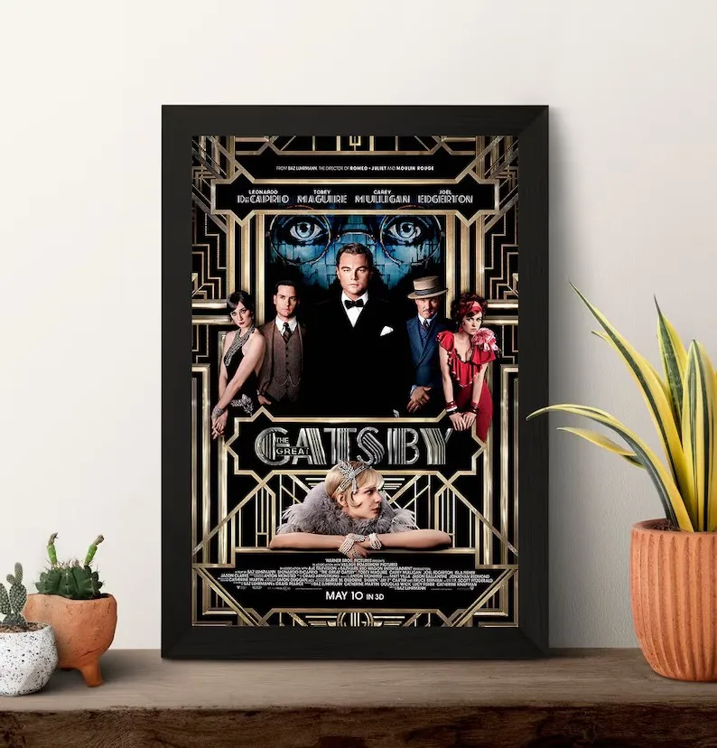 1920s The Great Gatsby Vintage Classic Movie Book Cover Art Deco Leo Poster Canvas Painting Wall Pictures Home Interior Decor