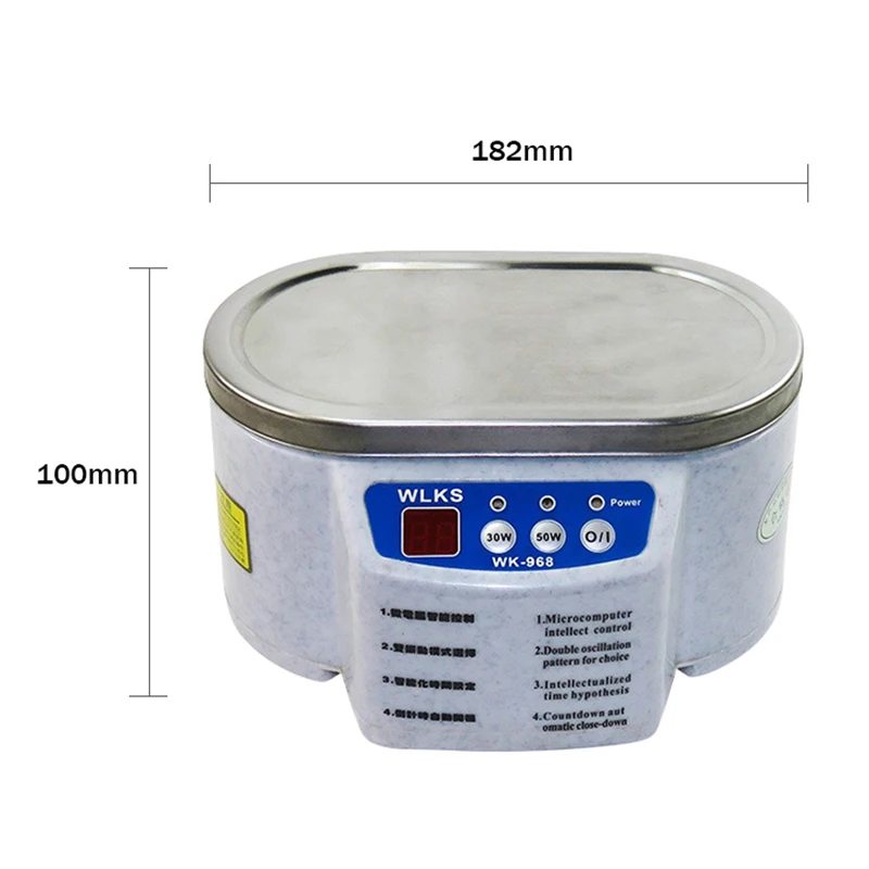 Digital Ultrasonic Cleaner Tub, Vibração de Dupla Freqüência, Peças De Joalheria, Placa De Circuito De Óculos, Máquina De Lavadora De Relógio Portátil, 30 W, 50W