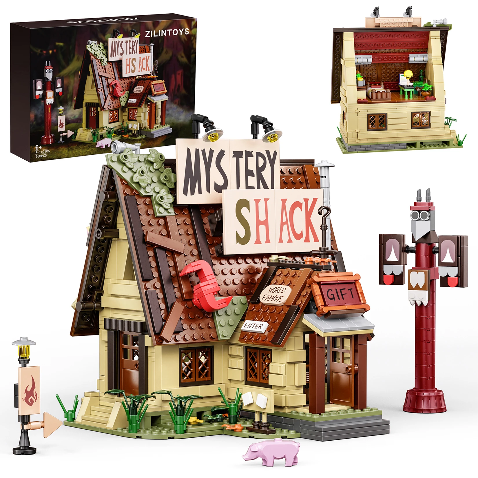 Gravityed House Building Block Set Mystery Shack Model Cabin Architecture Collection 965 Pieces Bricks Toys for Adult Kids Gifts