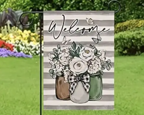 Welcome ~ Beautiful Mason Jars Garden Flag ~ 12