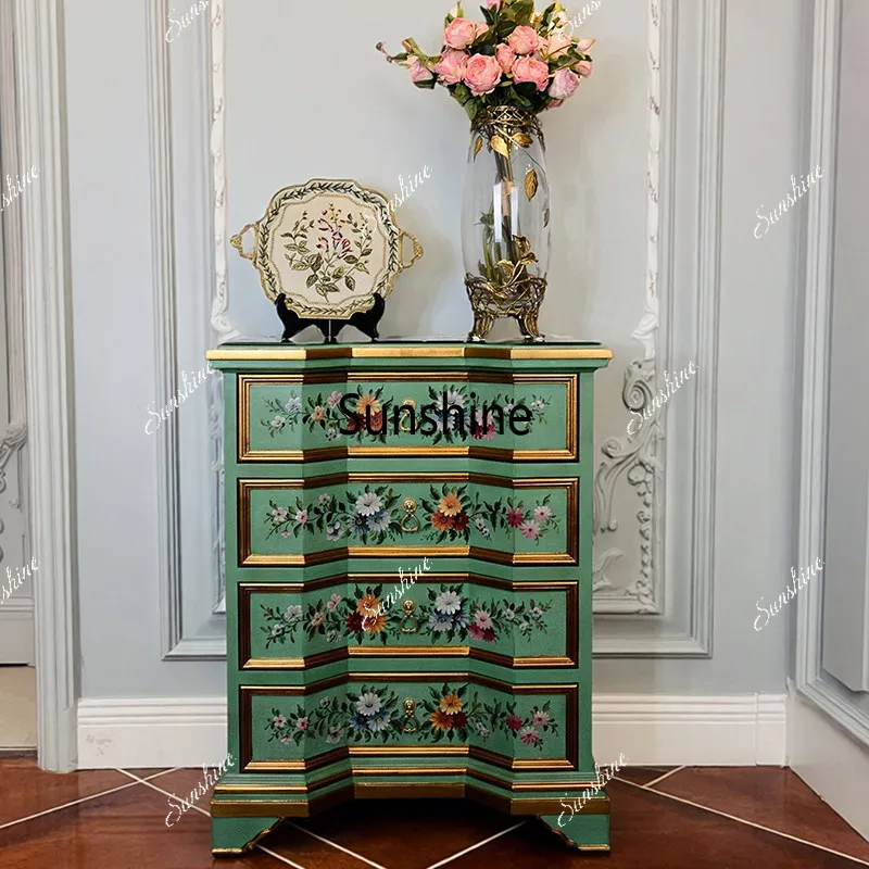 French solid wood four-chest cabinet European locker living room bedroom multi-pump decorative cabinet