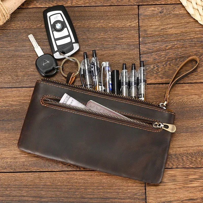 

Men Women's Leather purse cellphone pouch iphone bag single zipper long purse slim wallet for coins man woman for card cash