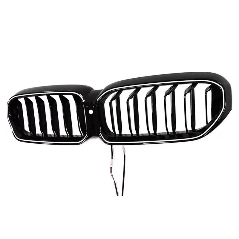 

For 2021-2023 BMW 5 Series G30 Gloss Black Double Slat LED Grille