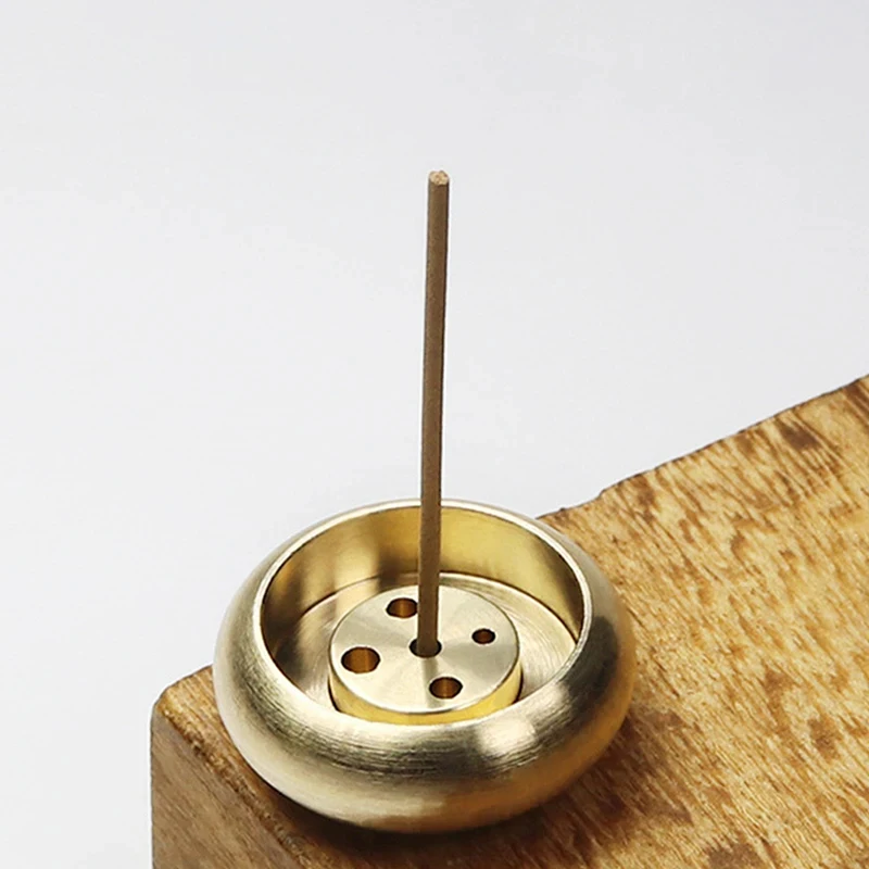 1PC 5-Hole Pure Copper Incense Burner Metal Incense Stick Holder Desktop Fragrance Stand for Yoga Meditation Buddhist Decor
