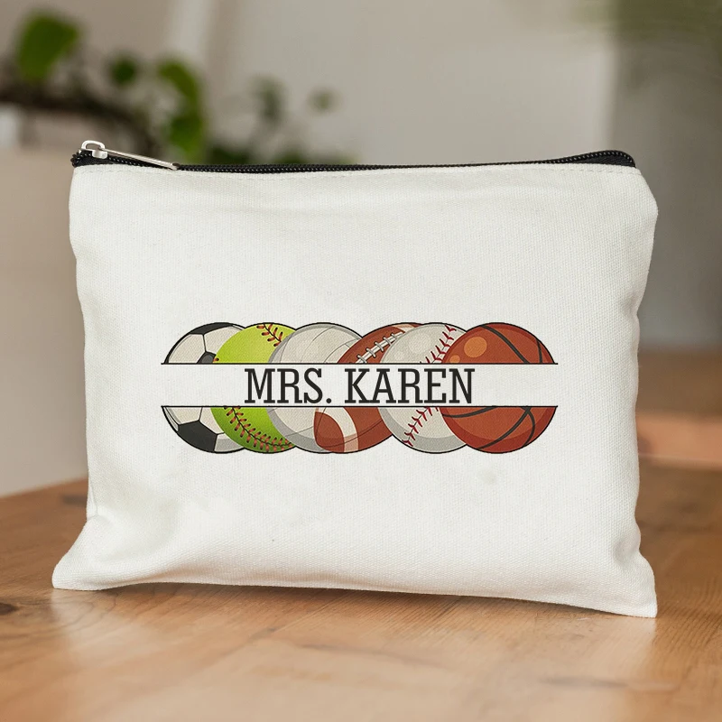 حقيبة مكياج مخصصة للمعلم من البولي ايثيلين اسم مخصص للتعليم الطبيعي حقيبة مستحضرات التجميل لهدايا مدرب المدرسة لمعلم البولي ايثيلين