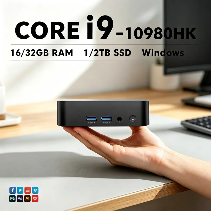인텔 코어 i9 10980HK 파워 미니 PC, 8코어, 16스레드, 16GB RAM, 1TB/2TB SSD, 트리플 4K 지원, 게이밍, 업무, 프로, 맥스, 울트라 플러스 모델