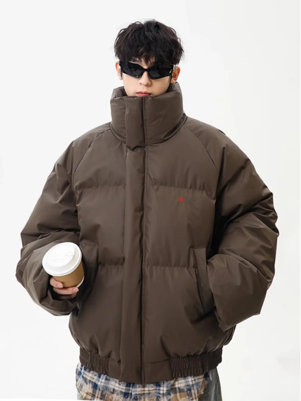 

Thiened ort Biker Sle Men's Cotton Jaet Motorcycle Warm Winter Coat Stand Collar Northeast Special Thi Cotton Padde...