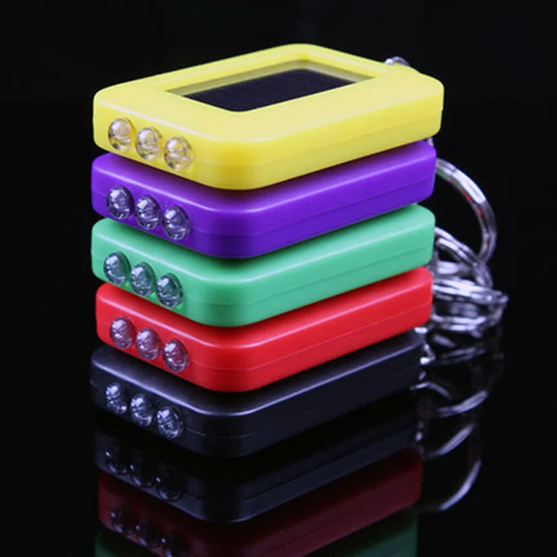 Upgrade Solar Power Mini Flashlight Keychain with 3 LED Light Solar Lamp for Hiking Travel Camping Outdoor Lighting