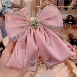 New Fabric Rhinestone Crystal Hairpin Butterfly Bow Hair Clips for Women Fashion Wedding Headpiece Korean Hair Accessories