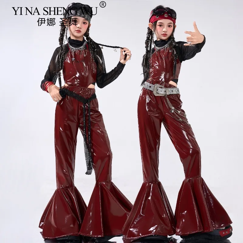 Jazz Dance Performance Costumes for Girls Childrens Jazz Street Dance Wear Practice Catwalk Girl Group Sweet Cool  Outfits