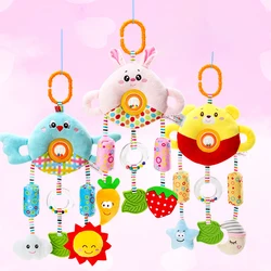 Sensory Stroller Hanging Rattles for Baby Soft Newborn Plush Animals Bed Bell Dolls Babies Development Handle Toys Toddlers Gift