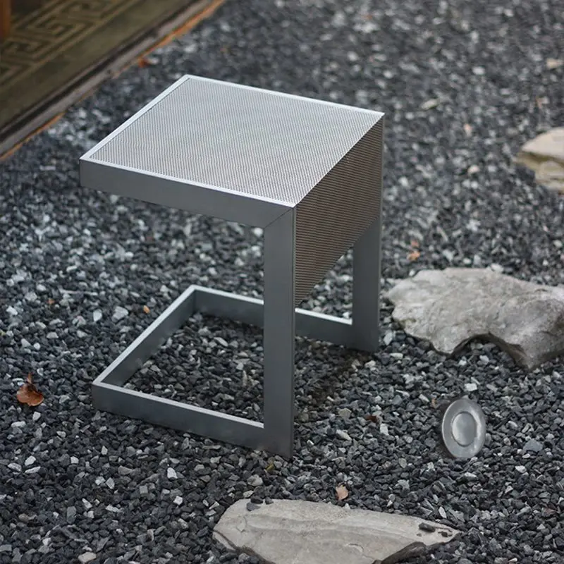 

Stylish Stainless Steel Side Table, Minimalist Industrial Design for Bedroom and Living Room