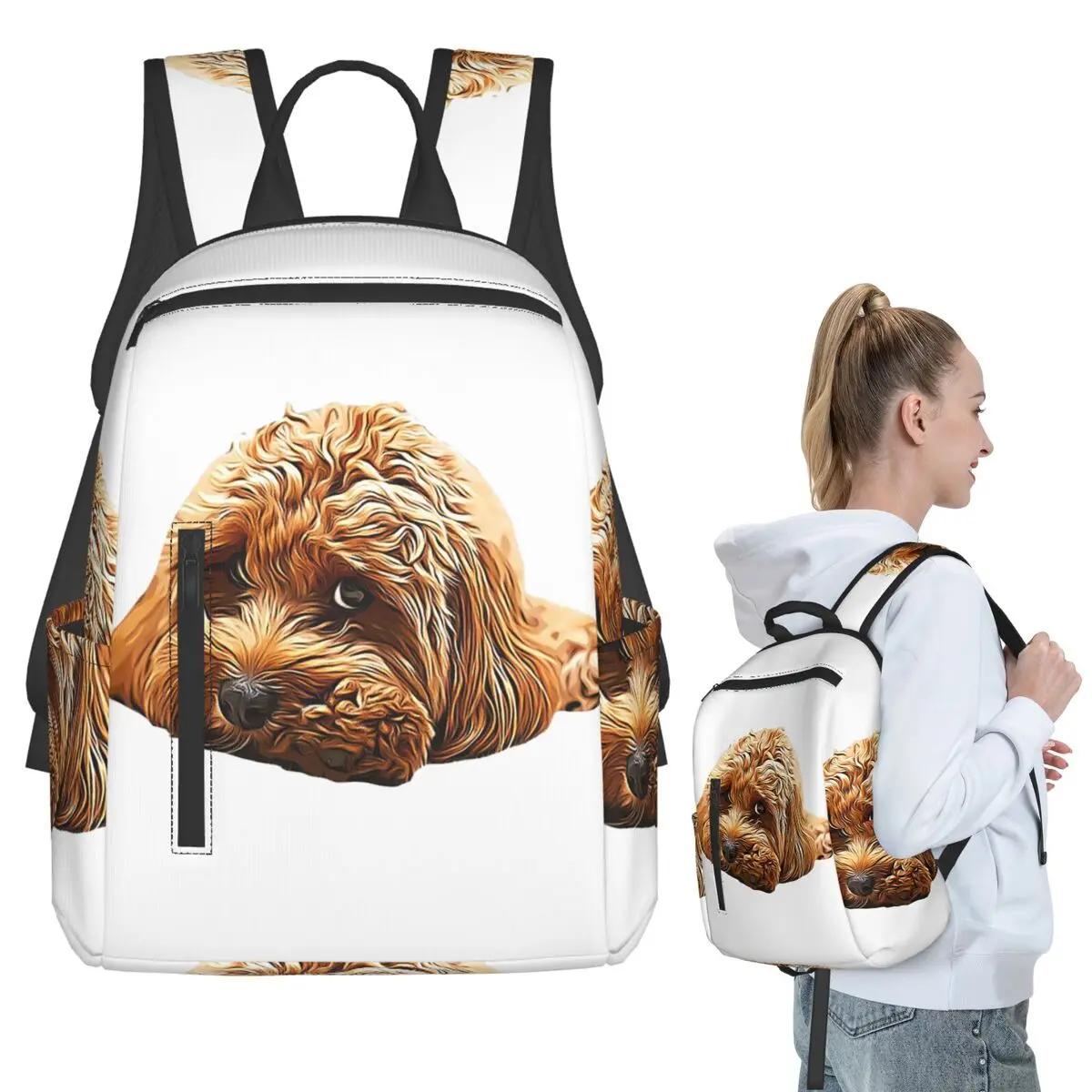 Cavapoo Cavoodle Cockerpoo Puppy Designer Dog Poodle Mix Backpack Student BookBag Kids School Bag Laptop Shoulder Bags Men Women