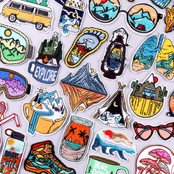 Mountain Patch Iron On Patches For Clothing Thermoadhesive Patches On Clothes Wilderness Camping Embroidery Patch Diy Hook Loop