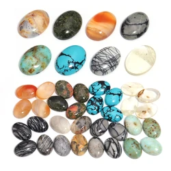 2pcs/lot Agate Natural Stone Cabochon Colored Oval Round Jade Stone Cabochons Beads For DIY Jewelry Making Necklace Bracelet