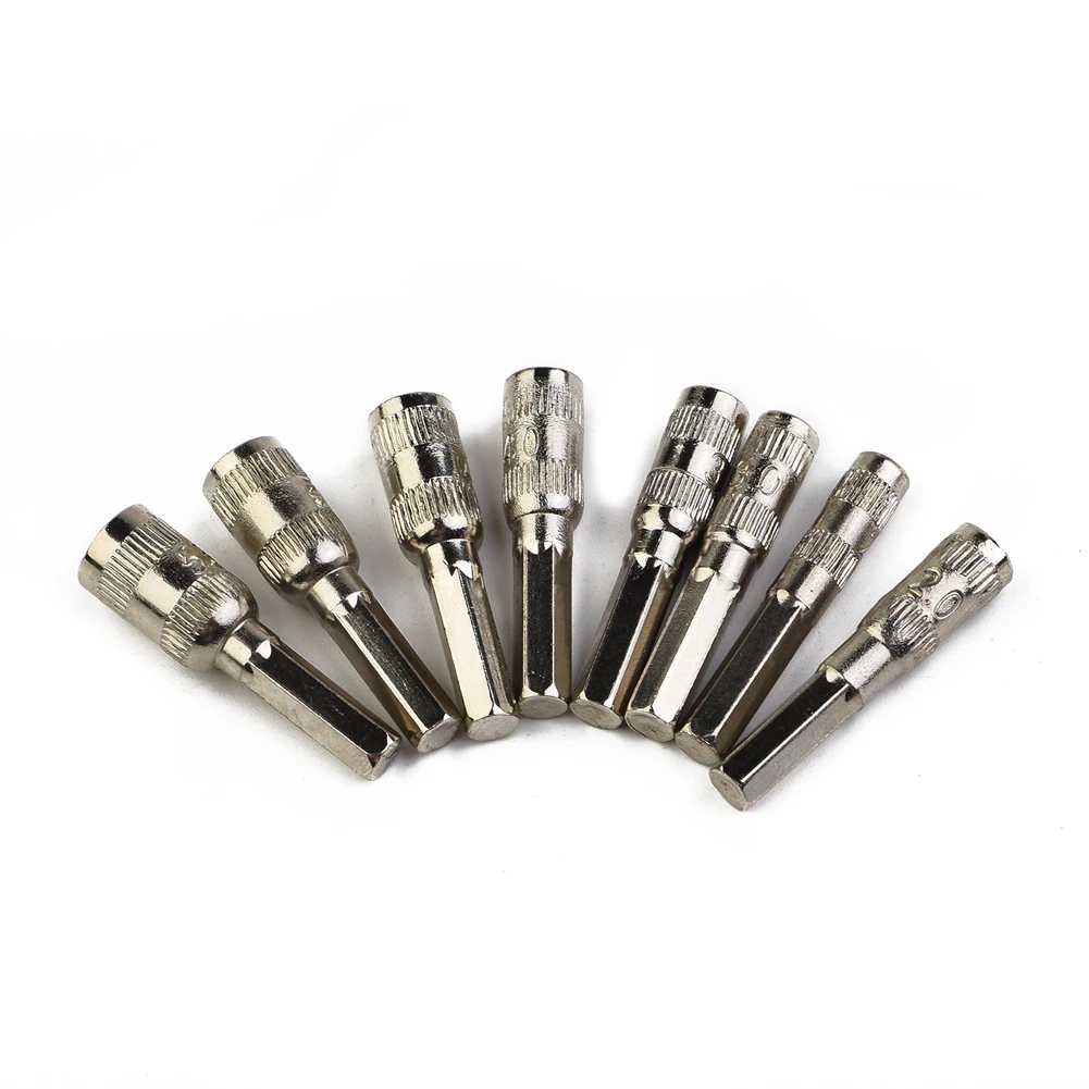 

Hex Socket Socket Driver Tool 8pcs/Set Drill Bit Hex Nut Hex Shank PH2.0/M2.5-5.5mm Silver Tone For Car Repairing