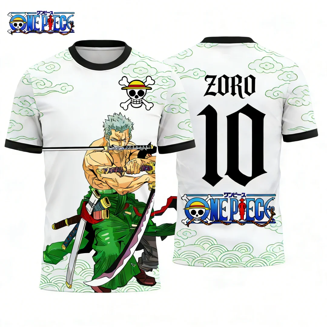 One Piece Roronoa Zoro #10 T-Shirt, Men Women  Short Sleeve Casual Anime Streetwear Tee Summer quick-drying sports jersey