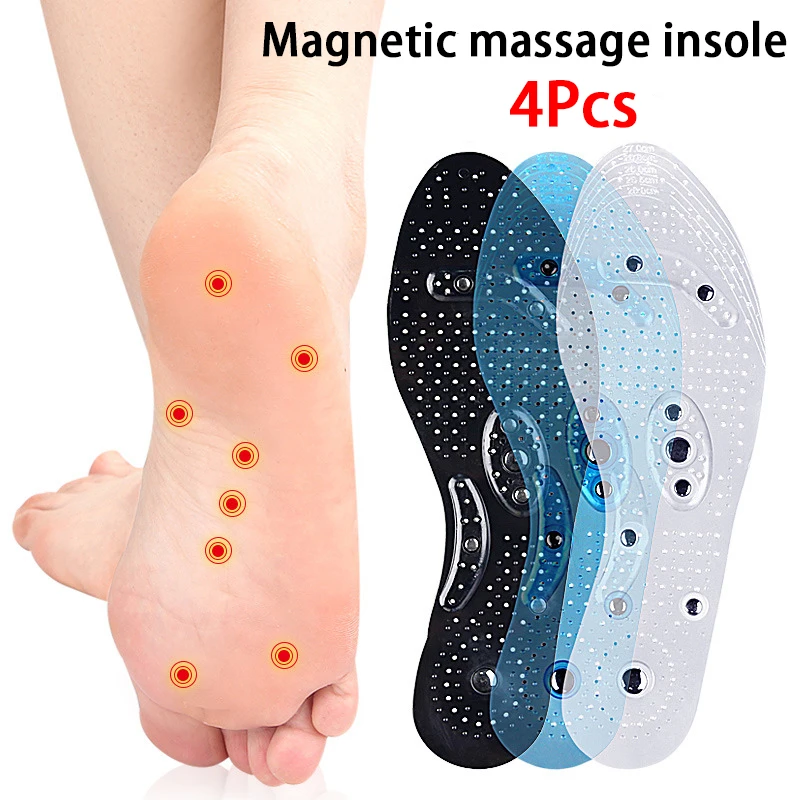 Magnetische Massage-Einlegesohlen, Silikon, rutschfeste Schuhpolster, für Männer und Frauen, Fußgewölbeunterstützung, Einlegesohle, 2 Stück/4 Stück