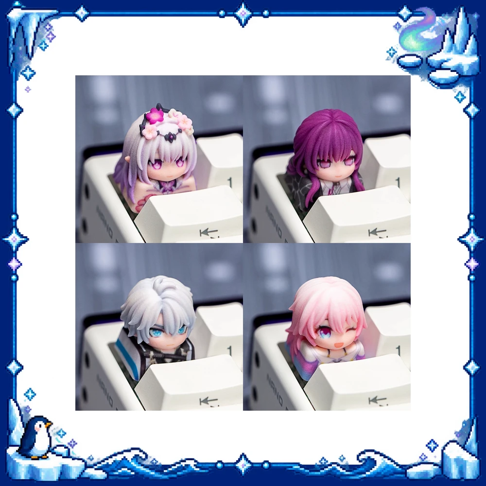 Honkai Star Rail Character Keycap Sculpted Chibi Design Cross-Stem Fit for Mechanical Keyboard Replacement and Decoration