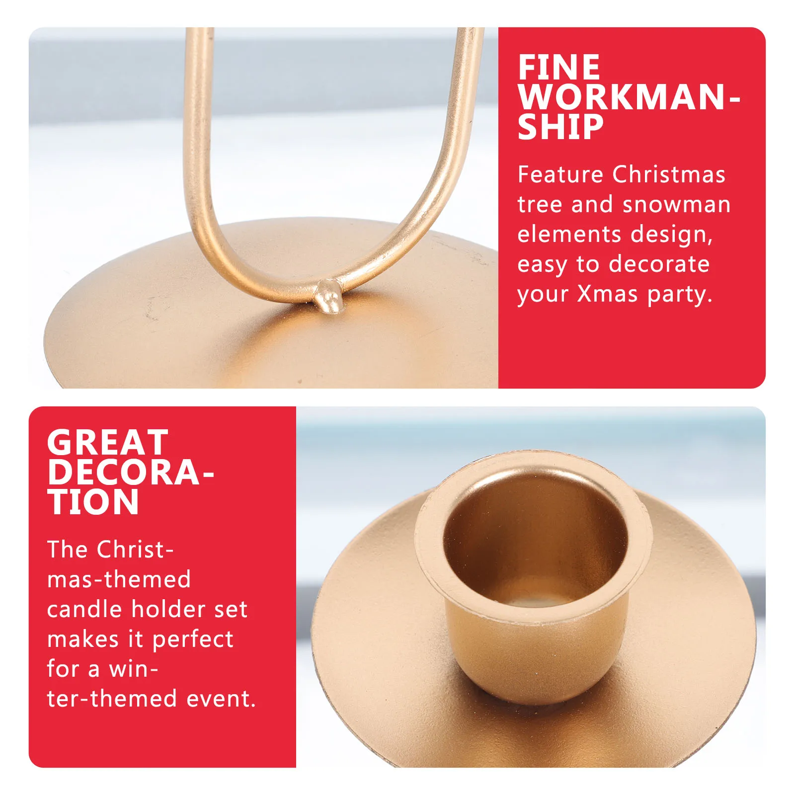 

2Pcs Metal Stand Iron Art Christmas Holder Creative Retro Tray for Holiday Table Decoration Winter Event