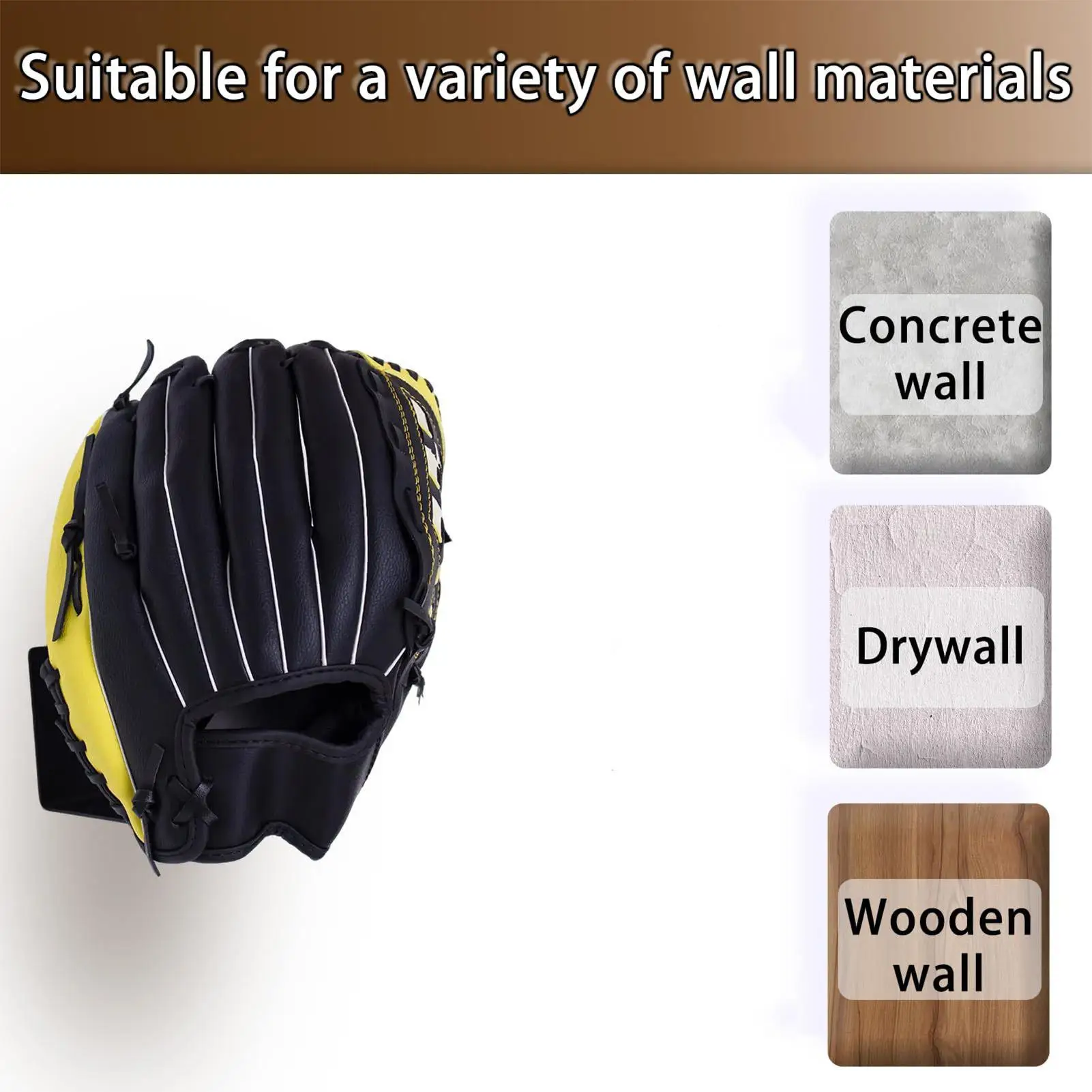 

Baseball Glove Wall Mount 2 Pieces Secure Form-Preserving Sports Organizer Keeps Glove Shape Storage Rack For Stadium Lounge