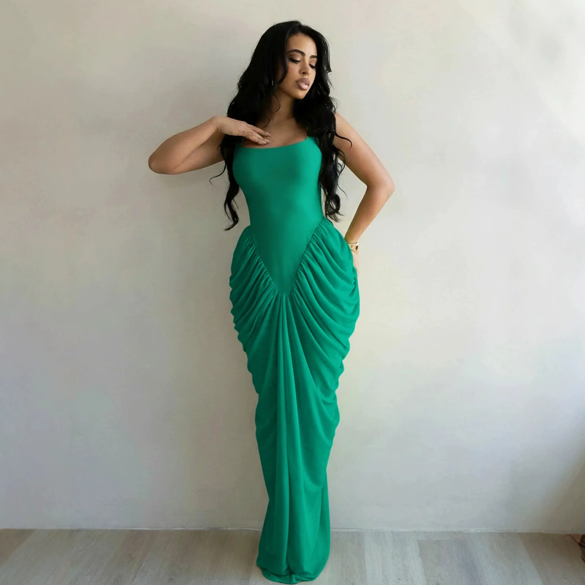 Robe longue femme sexy Y2K streetwear sans manches, moulante, taille haute, élégante pour mariage, soirée, travail 2026