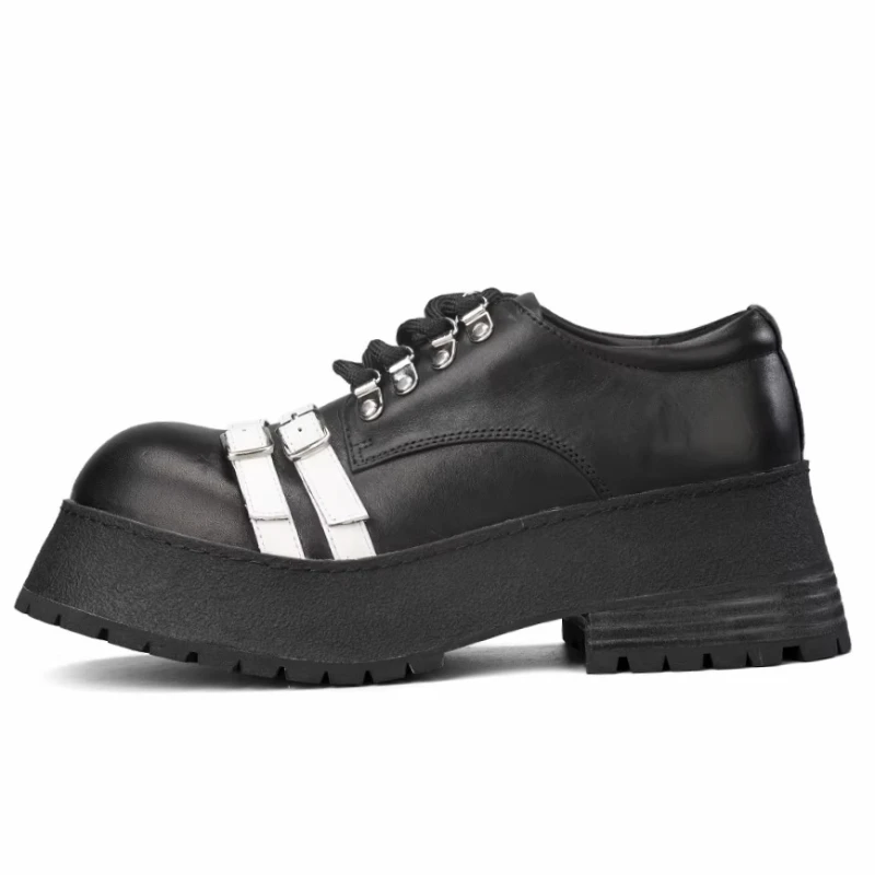 Men's Dress Shoes Couple's Genuine Leather Casual Height Increasing Shoes Britain and American Original Wide Version Derby Shoes
