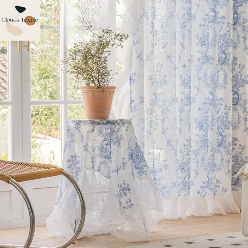 Custom Size Fashion Semi-blackout Window Screen Living Room Bedroom Bay Window Study Room Linen Window Light Transmission