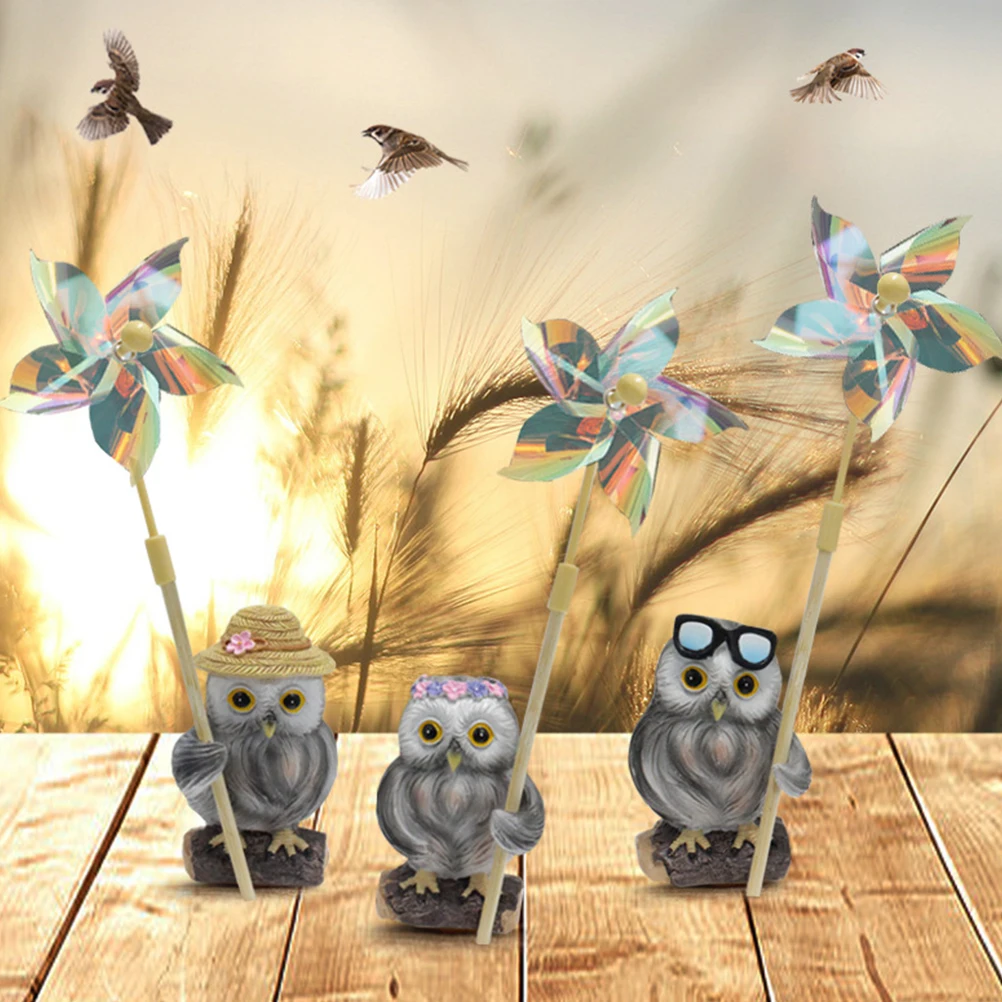 

Owl Windmill Decoration 3 Sets Pinwheel Lawn Garden Small Whirling Resin Crafts Sturdy Plastic Balcony Park Scene Durability