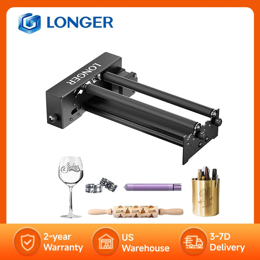 

Лазерный гравер LONGER с поворотным роликом по оси Y, лазерный поворотный ролик, 360° ° Регулируемое вращение, диаметры 6-300 мм