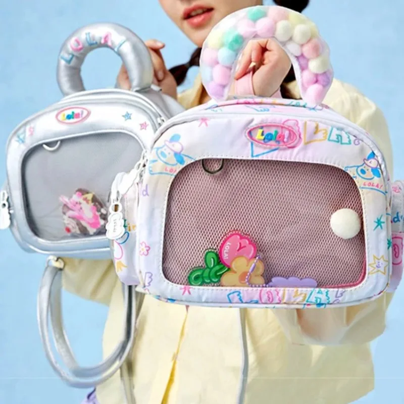 

Cartoon Print Ita Mochila Transparent Shoulder Crossbody Mochilas Creative Backpack School Bag Sweet Cute Bags for Woman