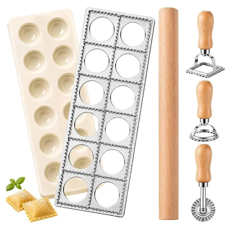 ABVG-5 Pcs Ravioli Mold Set With 12-Hole Raviolis Press