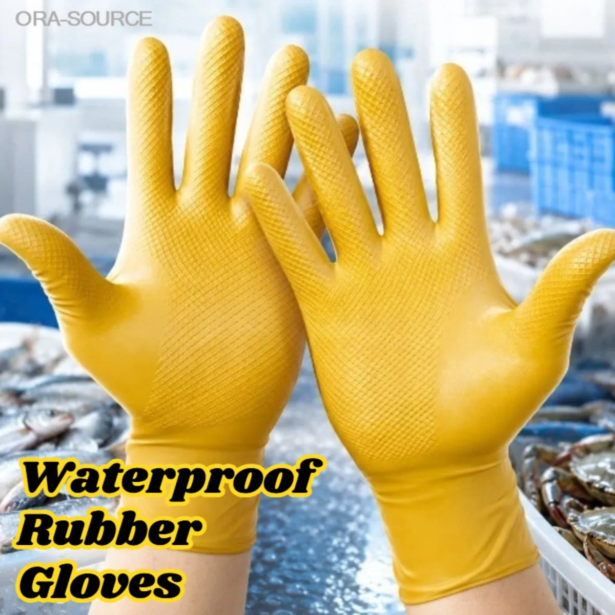 5 Pairs of Rubber Latex Gloves Fish Processing Waterproof Wear Resistant Kitchen Cleaning Washing Beauty Salon Protective Heavy