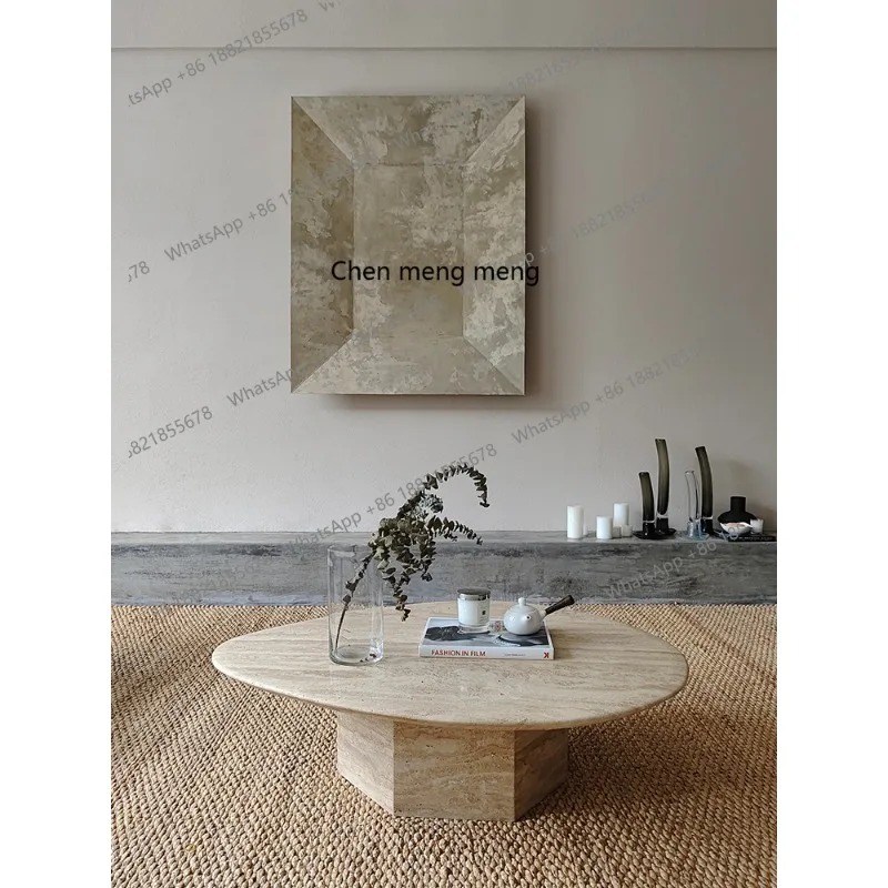 

Natural travertine, coffee table living room sofa, modern small apartment goose warm stone type
