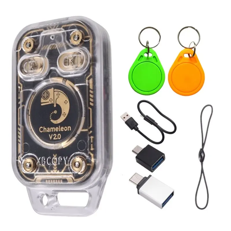 A25P Chameleon V2.0 RFID Smart Chip Reader Emulator+ 2XUID Keychain NFC Duplicator 125K 13.56Mhz Card Decoder Chameleon Ultra