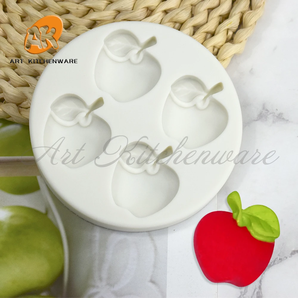 4 Holes Fruit Apple Molds Food Grade Silicone Mold Fondant Cake Tool Kitchen Baking Tool Chocolate Soap Mould