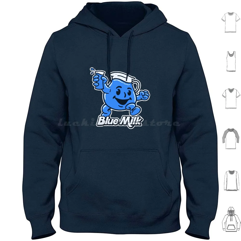 B.lue Milk Camiseta Sudaderas con capucha Manga larga Bebida de leche azul Koolaid Kool Aid Kool Aid Man Milk