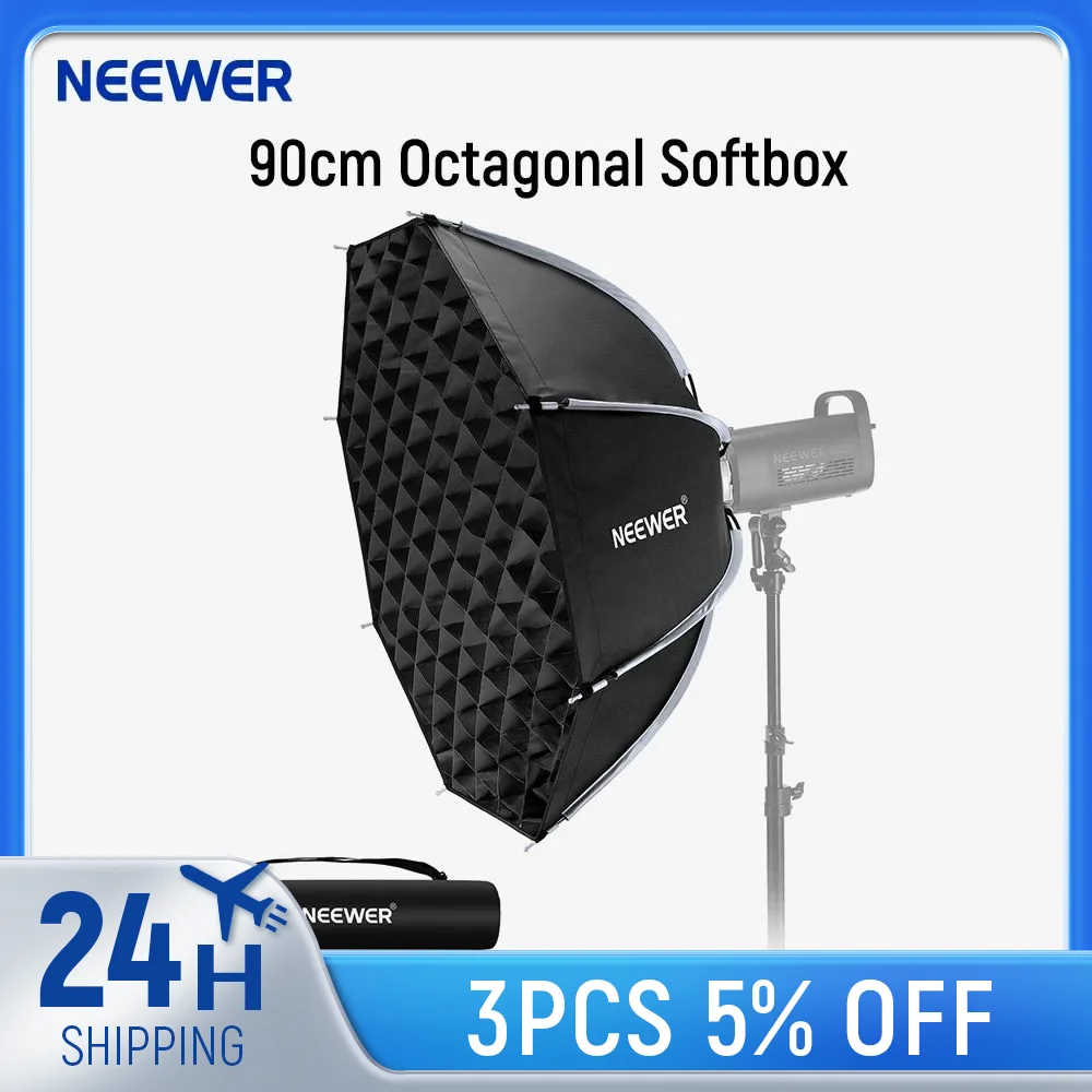 

NEEWER 45/55//90cm Octagonal Softbox, Quick Release Bowens Mount Softbox with Honeycomb Grid, Light Diffusers, Bag for RGB CB60