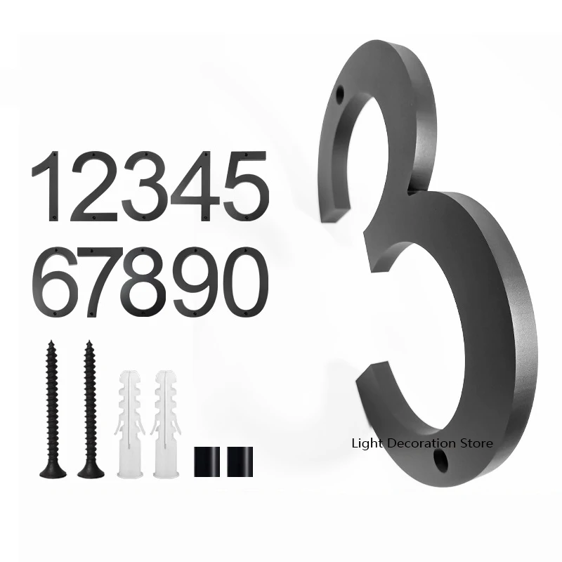

200 мм/8 дюймов плавающий номер дома ABS черные/серебряные цифры адресный знак #0-9 буквы большие современные дверные таблички домашние уличные цифры