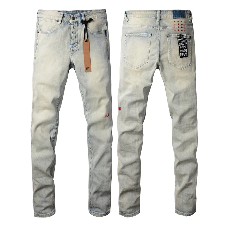 Street Fashion Brand KSUBI Jeans Embroidery Logo Original Tag Men Women High Quality Solid Color Leisure Slim-fit Pants