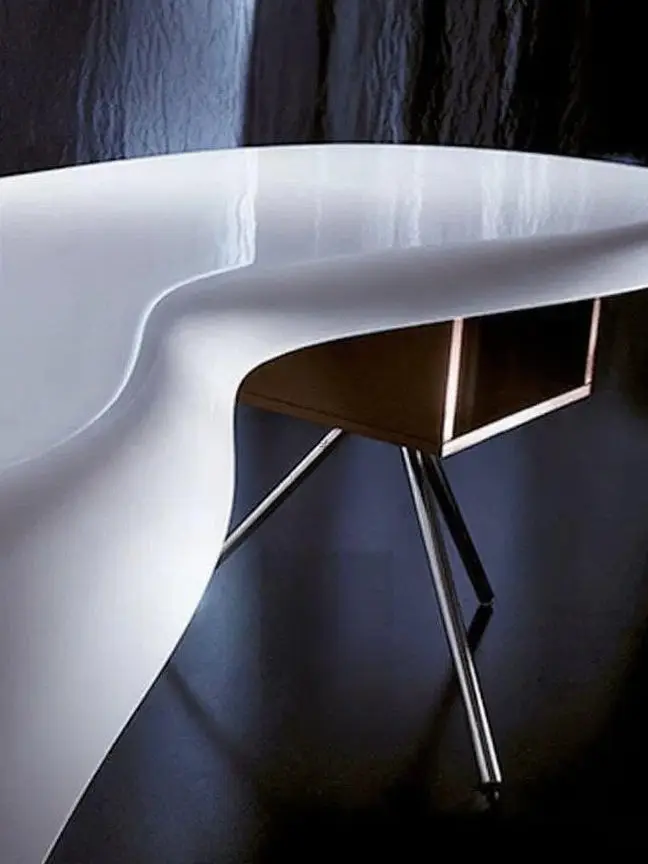 *Baking Paint Boss Table Simple Light Luxury Curved Density Board Office Writing Desk Fashionable  High-quality  Boss's Desk