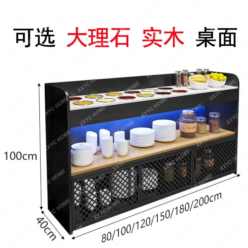 

Buffet Seasoning Platform LED Lights Sauce Dipping Dining Room Seasoning Table Commercial Marble Small Material