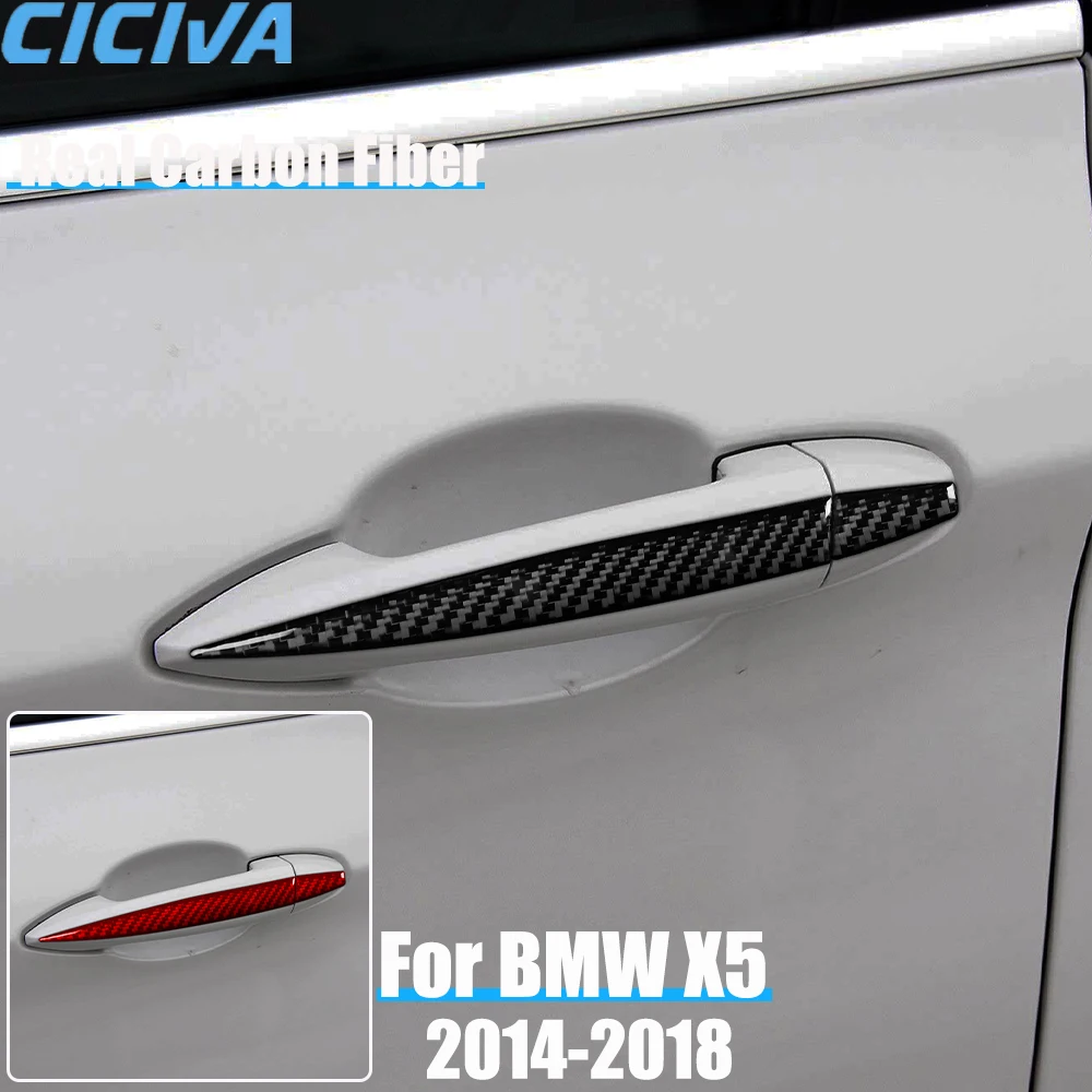 

Real Carbon Fiber Car Accessories Door Handle Decorative Trim Cover Soft Sticker For BMW X5 F15 2014 2015 2016 2017 2018