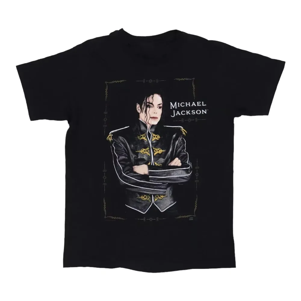 2025 Venta caliente 1992 Michael Jackson Dangerous Tour impreso de manga corta de algodón cuello redondo camiseta casual de alta calidad para hombres