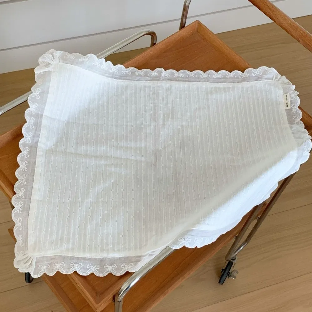 Korean Style Soft Flounced Lace Ruffle Placemats Dust-proof Multi-purpose Lace Napkins Cotton Napkins Table Decor