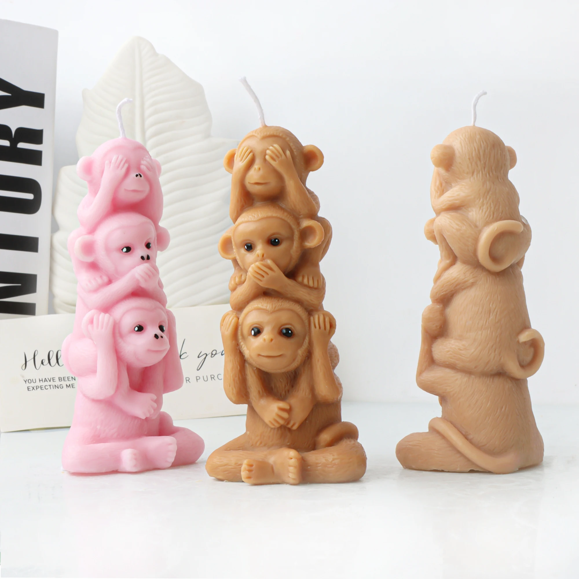 3D Stacked Animal Silicone Mold Overlap Design DIY Cute Bear Monkey Candle Mold Handmade Gypsum Aromatherapy Candle Making Tool