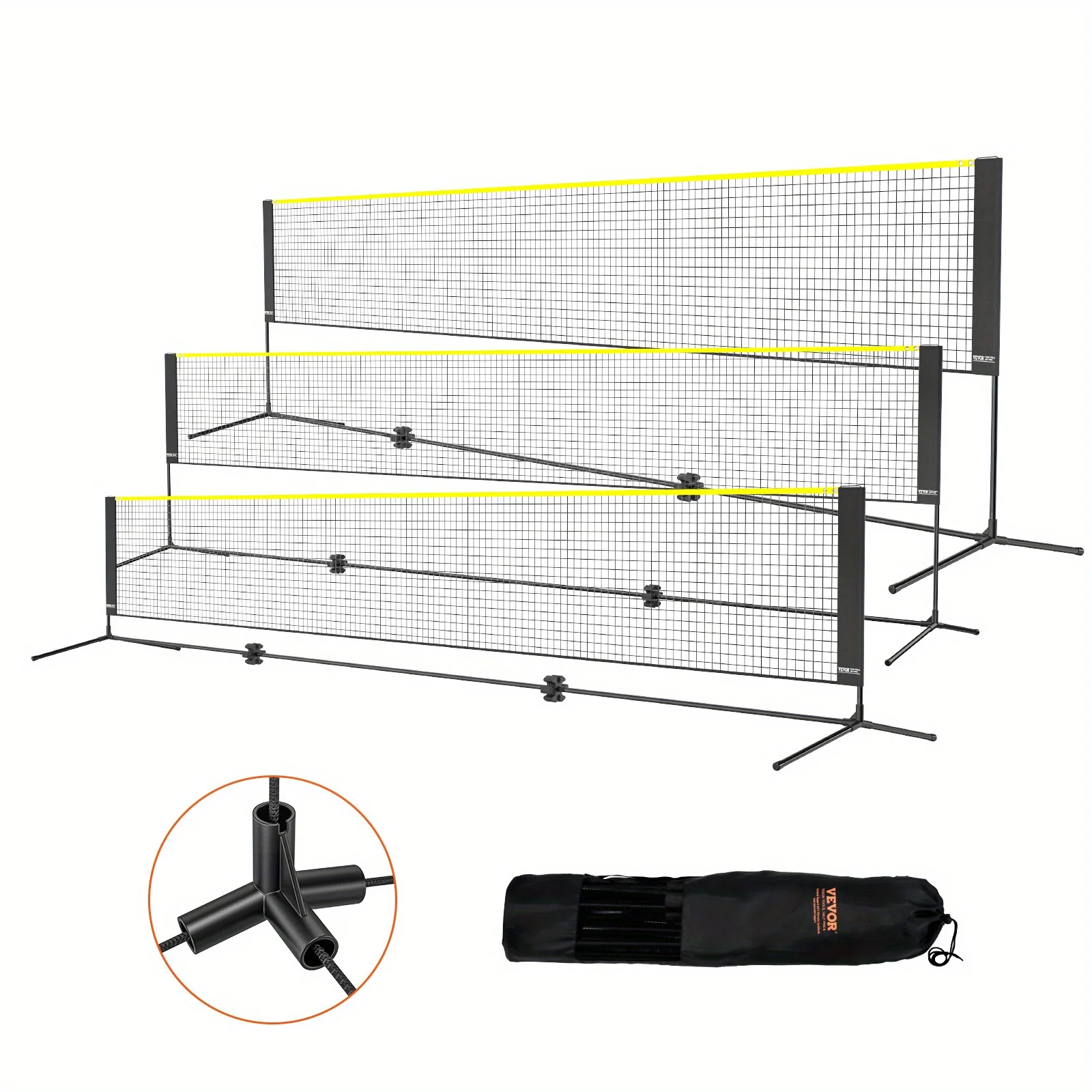 

Happybuy 17-Foot Adjustable Net Set for Badminton And Volleyball, Portable Tennis Net with Poles, Stand, And Carry for Indoor And Outdoor Activities